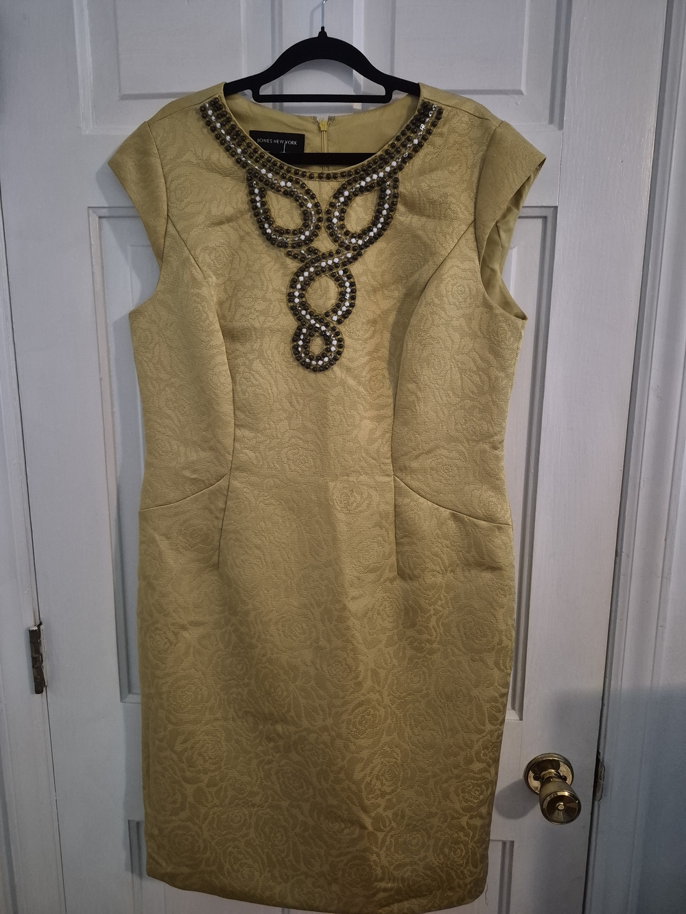 Jones NY Beaded Jacquard Sheath Dress Cocktail Old Money Wedding Mob Wife 12